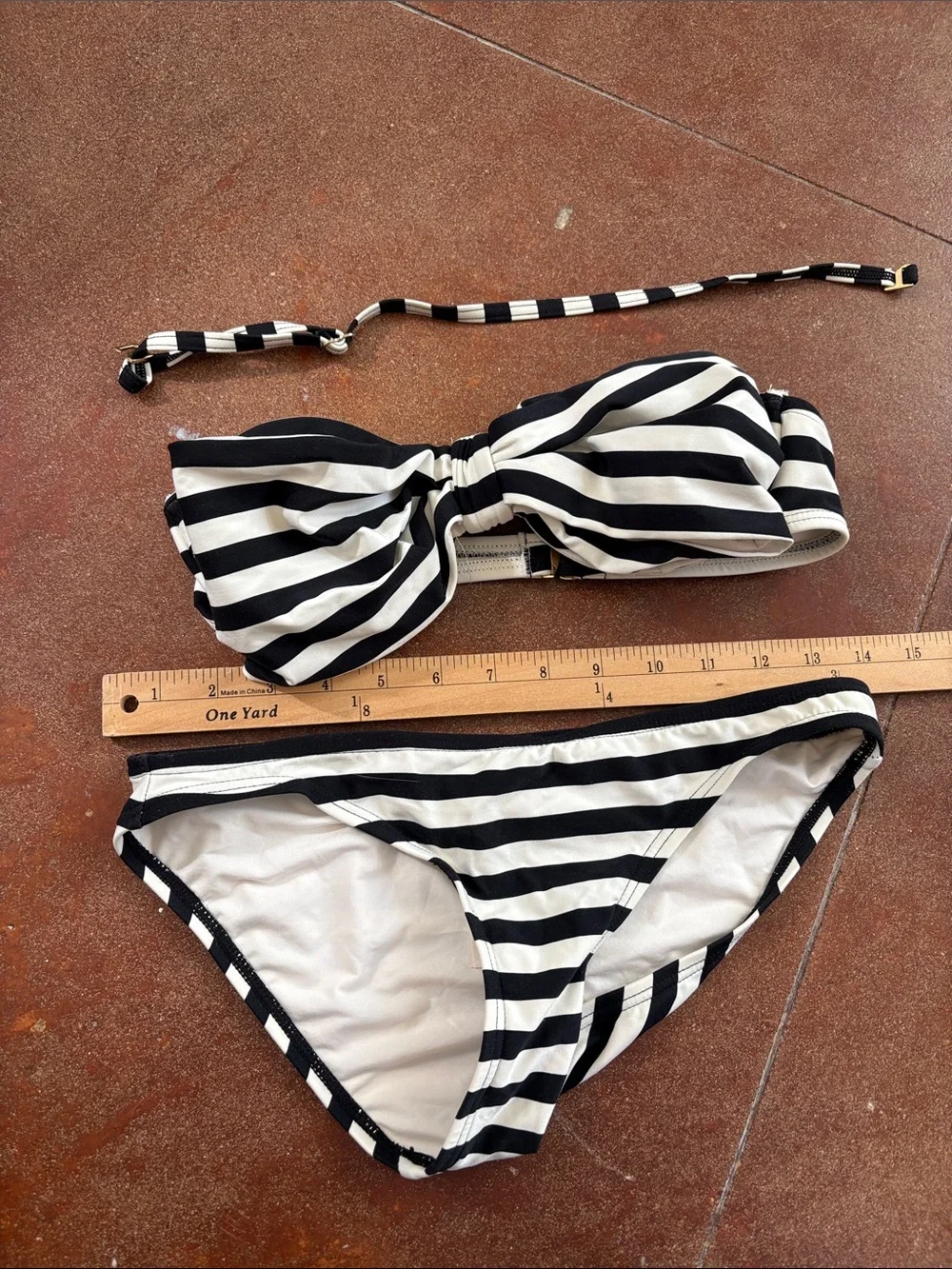 kate spade Black and White Striped Bandeau Bikini